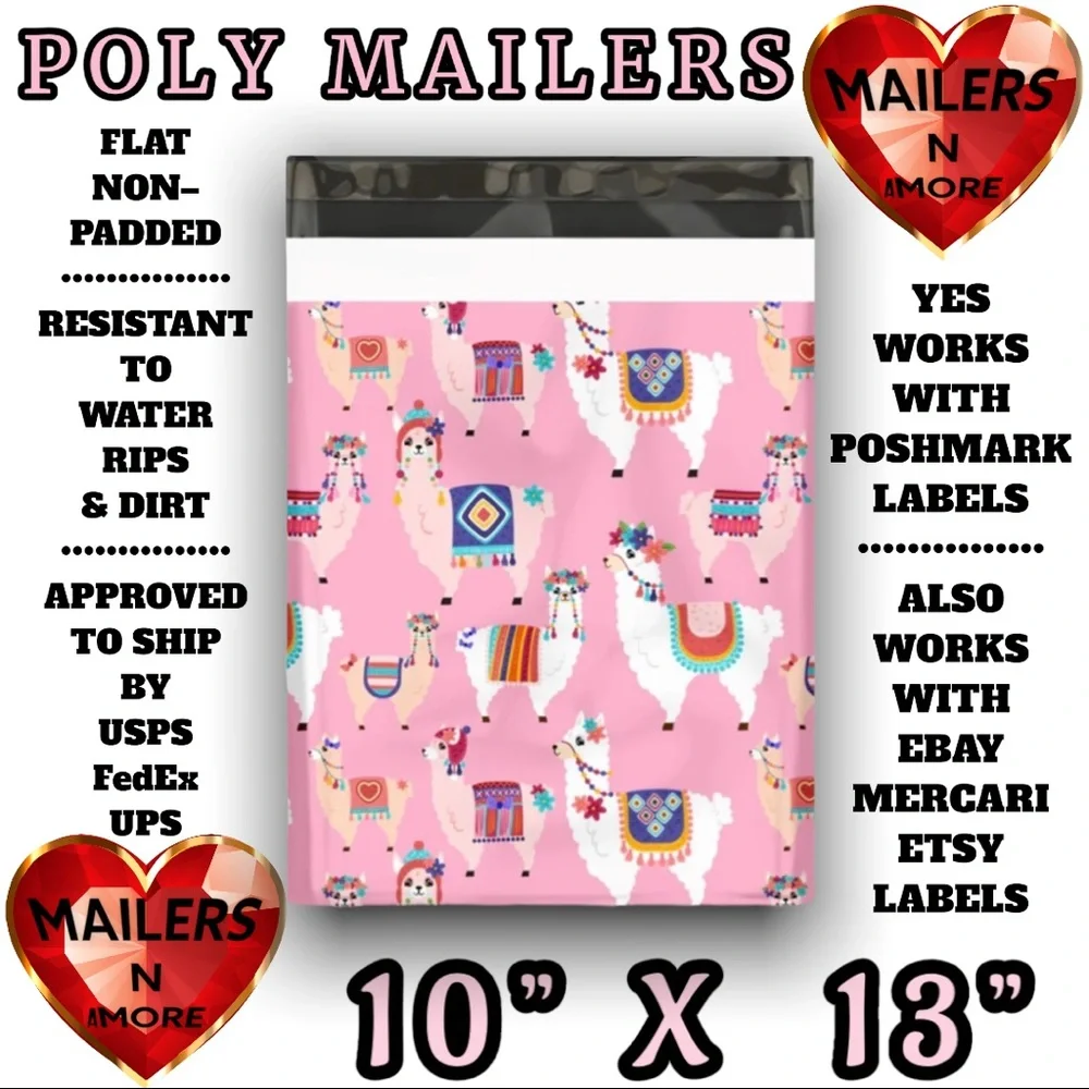 ( Quantity 25 10x13 ) Llamas llama Poly Mailers Bags Shipping Envelopes - Picture 3 of 3